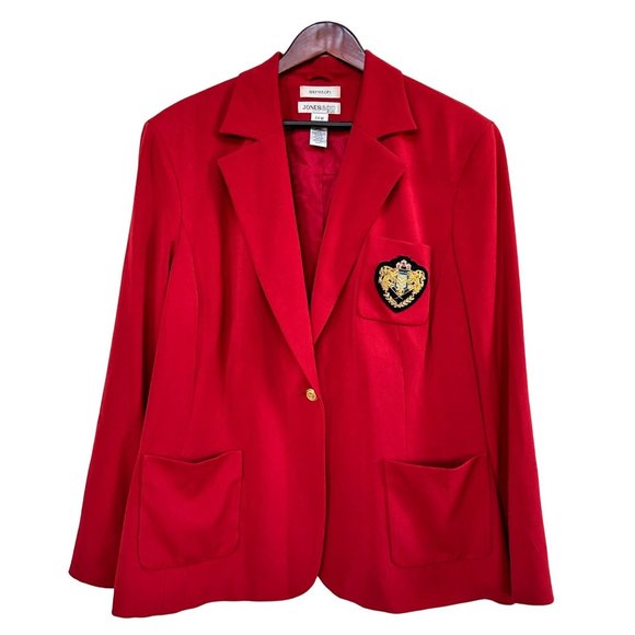 Jones Wear Jackets & Coats Vintage Women Blazer Size 24w Red Emblem